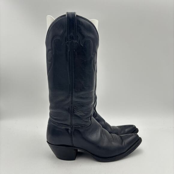 J. Chisholm Smooth Black Leather Western Boots Women's 7M Y2K Boho Vintage - Picture 3 of 16
